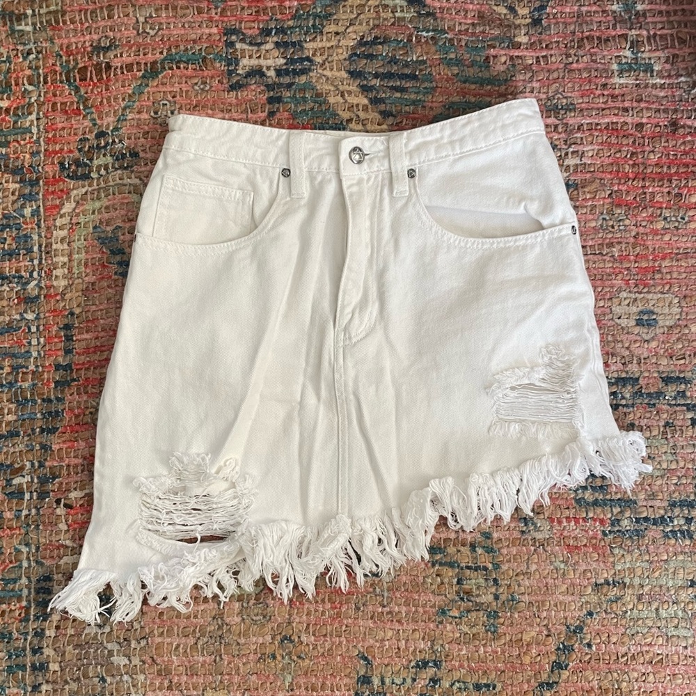 REVOLVE Some Days Lovin white asymmetrical denim skirt